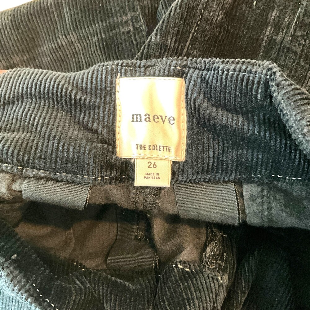 Maeve Anthropologie Colette Plaid Corduroy Crop Wide-Leg Pants Black Size 26 - Picture 5 of 7